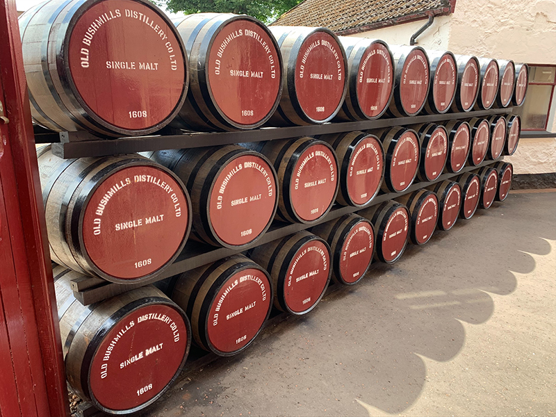 Whiskey barrels from Bushmills Distillery